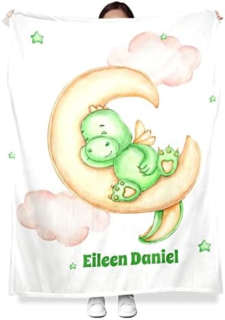 Персонални Детско Одеяло - Меко на Малкия Дракон Спи на Луната Потребителско Одеяло - Детски Душ За Деца Бебешко Легло Одеяла