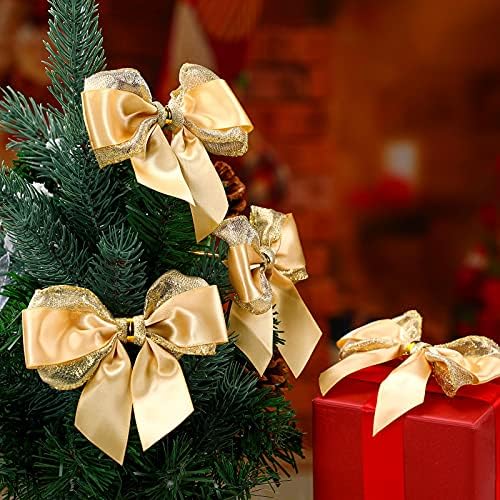 WILLBOND Панделки Коледна елха, Блестящ Декоративен Лък за Ръчна работа, Скъпа Лък на коледната Елха, Коледни Панделки Направи