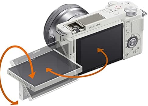 Беззеркальная камера Sony ZV-E10, с обектив 16-50 mm (бяла) Комплект за видео + Led светлини за видео + Микрофон + Високоскоростна памет