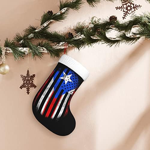 QG ZZX пуерто рико Американски Флаг Коледен Отглеждане на Коледни Чорапи, Окачен Чорап За Камина 18 Инча Празнична Украса