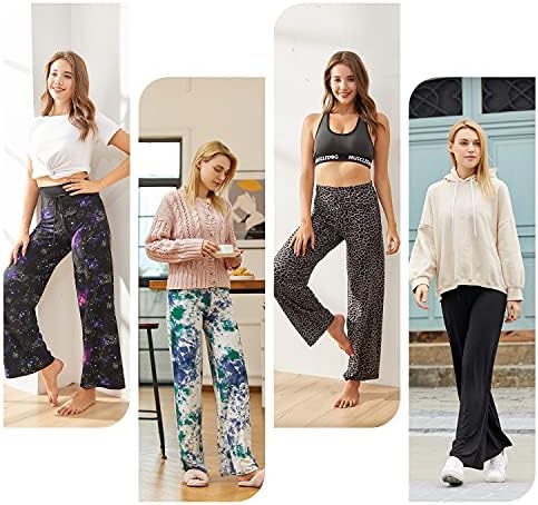 ZOOSIXX Мазни Меки Черни Пижамные Панталони за жени, Изпъстрен Удобни Ежедневни Панталони за йога