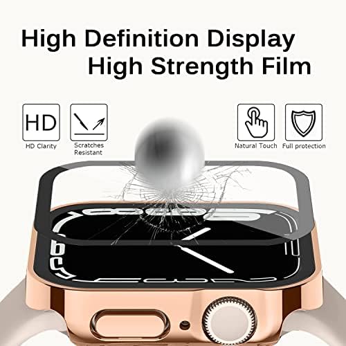 Miimall е Съвместим с корпус Apple Watch Серия 7/8, Защитно фолио за екрана на Apple Watch Серия 7/8 от закалено стъкло, Водоустойчив