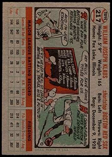 1956 Topps 217 Били Коледа Бостън Ред Сокс (Бейзболна картичка) VG/БИВШ Ред Сокс