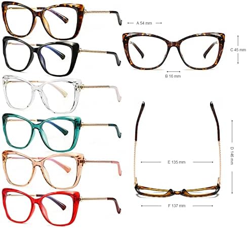 Очила за четене RESVIO за Жени с Квадратна Пружинным тръба на шарнирна Връзка, Рамки за Котешки Очи Ръчно изработени, Прозрачни
