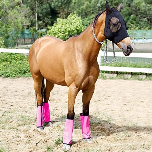 Ankaier Horse Fly Ботуши - Гамаши за конна езда; Намаляват се мотае, стрес и умора, Дишаща мрежа, цветни (комплект от 4)