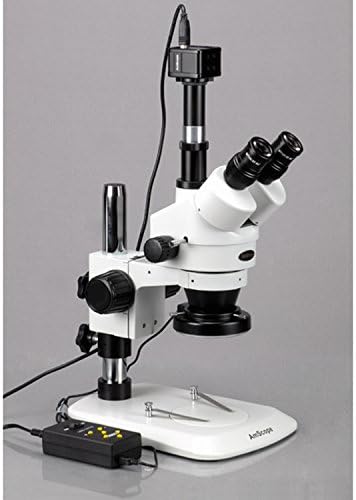 Цифров професионален тринокулярный стереоскопичен увеличение на микроскопа AmScope SM-1TNZ-144A-9M, окуляры WH10x, 3,5-90-кратно увеличение,