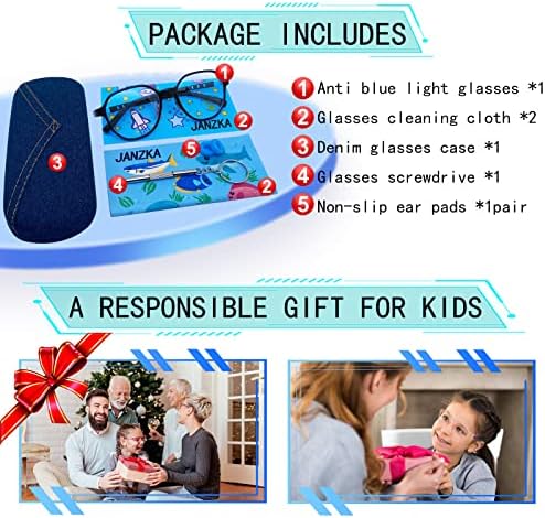 Очила JANZKA Blue Light за деца от 3-10 години в гъвкава рамка TR90 Компютърни очила за защита от пренапрежение на очите Намаляват