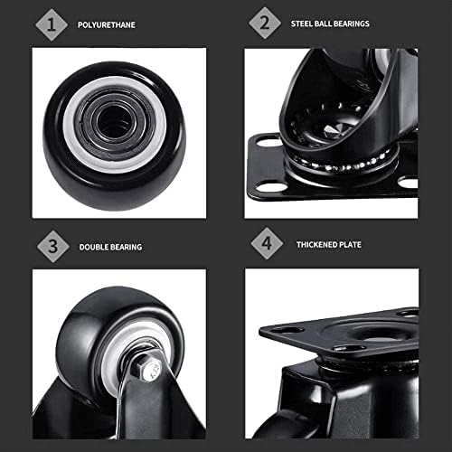 LumeCube 50 мм Черно Управляемият Колело за преместване на мебели (4 бр.), Фиксирано колело / Въртящи колела /Спирачка / Натоварване