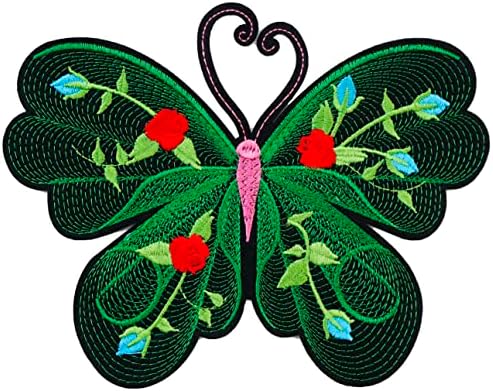 Голяма Зелена Пеперуда, Бродирани Желязо Заплатке, Апликация, Декоративна Сервизна Риза, Деним Яке, Облекло със собствените си