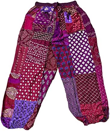 Дамски спортни панталони-дворец в стил Мозайка на ZLATKA Handicraft India®, зреещи за йога в стил хипи (светло виолетово)
