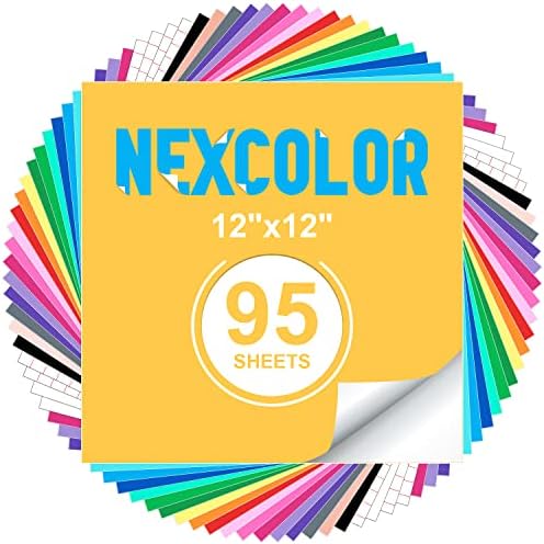 NEXCOLOR 95 Опаковки Перманентных Самозалепващи Винилови листове, 85 Винилови листове и 10 Подвижни ленти, 12 x12, 43 Цветове