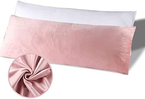 Възглавница Bedream за цялото тяло за възрастни (Розова, 20 x 54 инча), Дълга Възглавница за Сън, Големи Възглавници за легло,