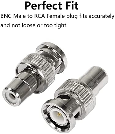 Адаптер GELRHONR BNC-RCA, Коаксиален конектор BNC Male-RCA Female за видеонаблюдение, записващо устройство, телевизор-5 бр.