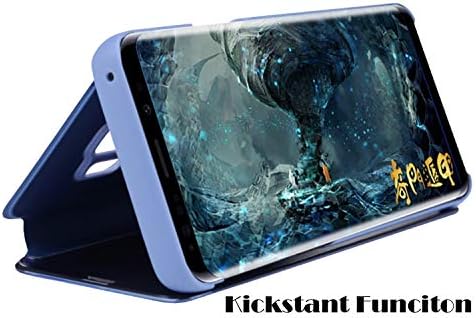 Калъф за телефон SZYZ за Samsung Galaxy A21S, интелигентен дисплей с гладка преглед, устойчив на удари Огледален калъф със сгъваща се стойка