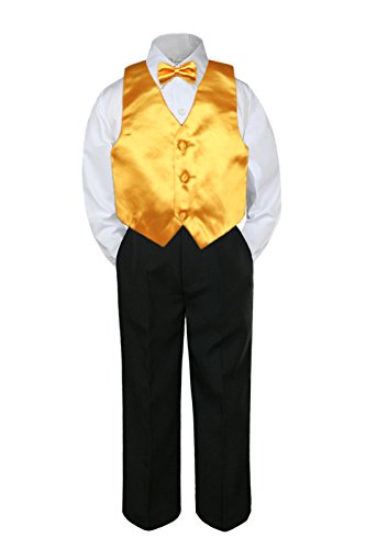 4шт Официално Комплект Жълта Елеци за момчето-Тийнейджър с папийонка, с Костюм, с Черни Панталони S-14 (10)