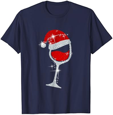 Чаши за Вино Шапка на Дядо Коледа, Коледна Забавна Тениска За Любителите на Виното