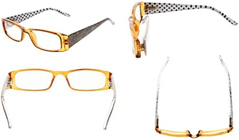 CessBlu 5 Опаковки Очила за четене с кутия пролетта панти и шарките на точки включват Слънчеви Очила за мъже и жени
