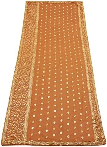 Peegli Реколта кафява текстилна кърпа от сместа дупатты и жоржета, индийски дамски шал с цветен модел на шията, увита