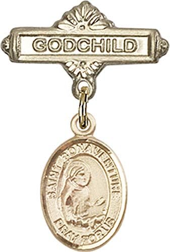 Детски икона Jewels Мания за талисман на Светия Бонавентуры и игла за икона Кръщелник | Детски иконата със златен пълнеж