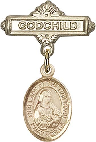 Детски икона Jewels Мания за талисман на Дева мария Железопътни и игла за икона Кръщелник | Детски иконата със Златен пълнеж с амулет