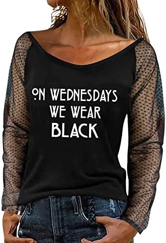 Дълга Женска Тениска Дамска Мода С Писмото Принтом, Дантелени Блузи с Дълъг Ръкав и отворен гръб, Лека Риза