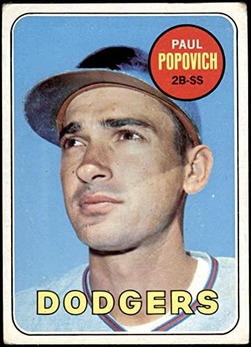 1969 Topps 47 B Павел Попович Лос Анджелис Доджърс (Бейзбол карта) (Емблемата на невидим / Черна the blob е грапава от дясната