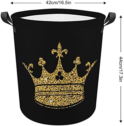 Златна Корона Сгъваема Кошница За Дрехи Водоустойчив Кошница За Съхранение на Отпадъци с дръжка от 16.5 x 16,5 x 17