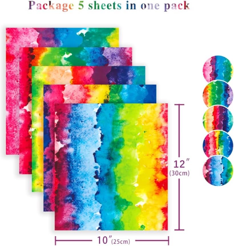 Теплопередающий Винил ютия с акварел Цвят Орех - лист - 5 цвята + Теплопередающий винил боя с цвят Орех - 8 листа