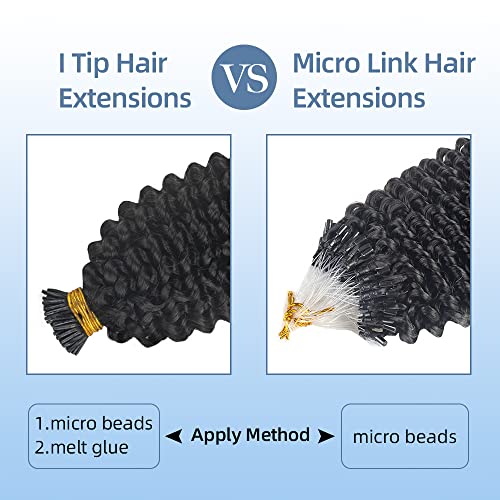 Натрупване на човешки косъм Itip за черни жени, бразилски 4a къдрава коса Itips Microlinks, естествени черни коса за удължаване,
