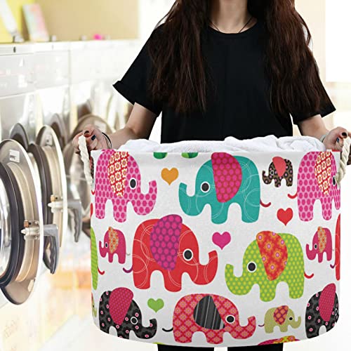 visesunny Boho Цветни Кошници за бельо с изображение на Слон, Текстилен Кутия За Съхранение, Сгъваема Кошница За Съхранение, Рафтове