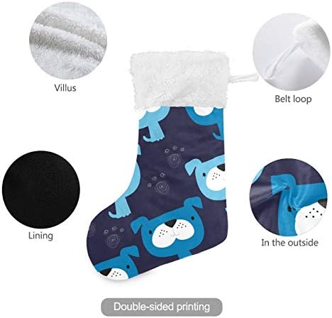 Коледни Чорапи Tarity, 1 Опаковка, Големи Коледни Чорапи 18 инча със Сладък Син Кученце, Висящи пред Камината, Коледни Чорапи, Индивидуално
