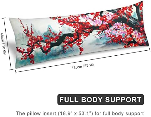 Калъфки за тялото 20x54 Инча, Японското Спално Бельо с Цветя Сакуры, Голяма Декоративна Възглавница За Тялото, Цъфтят Цветя Дълга