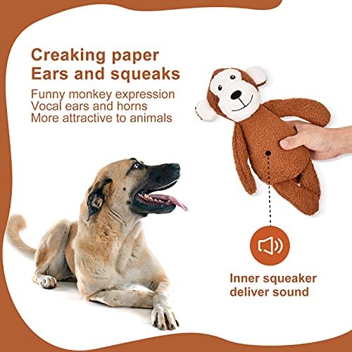 Плюшени Пищащие Играчки за кучета Midaniel, Играчки за кучета във формата на Маймуна с Дъвченето на хартия, Трайни Пищащие