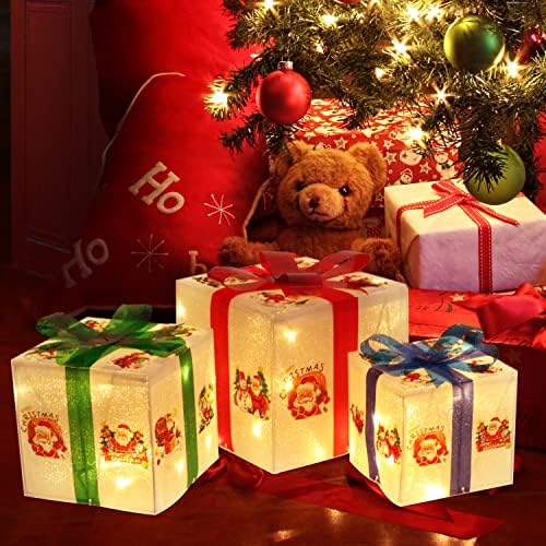 Подаръчни кутии Peyton Christmas 60 с led подсветка на 3 опаковки, коледни Украси, Кутии с Изискан Модел на Дядо Коледа за Коледната