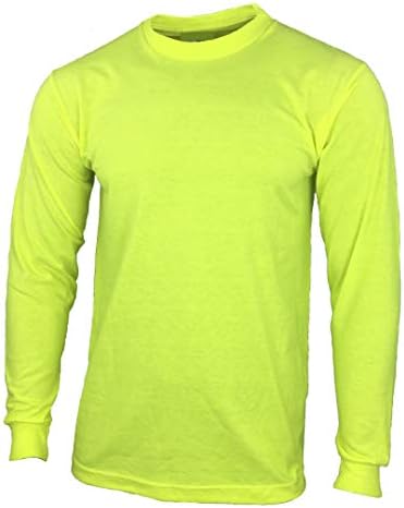 Комплект мъжки ризи за строителни работи с висока видимост и дълъг ръкав (Защитен Жълт, Голям)