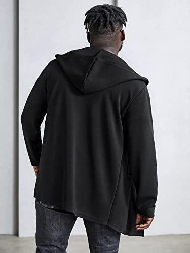 Якета Xinbalove за мъже, Мъжко палто с качулка с надпис, Открита Отпред (Цвят: черен Размер: 4X-Large)