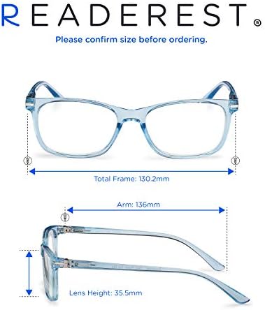 Най-разбираем очила за четене със заключващ се синя светлина (светло сини, увеличаване на 2,00) Комплект очила за четене със заключващ