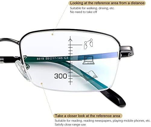 LJIMI Прогресивно Мультифокальные Очила За Четене на Мъже, Жени Анти UV Синя Светлина Блокиране Четец + 2 Магнитни Поляризирани