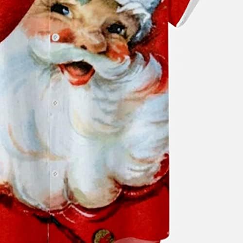 WOCACHI Коледни Ризи с копчета за Мъже с Къс Ръкав, Забавен Коледен Принт Дядо Коледа, Ежедневни Дизайнерска Риза за Партита