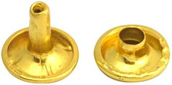 Fenggtonqii Златен Двойна Капачка Кожени Нитове Тръбни Метални Шипове на Осп 9 мм, прът 8 мм, Опаковка от 60 Комплекта