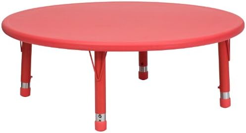 Флаш мебели Wren 45-инчов кръгла маса от червена пластмаса с регулируема височина