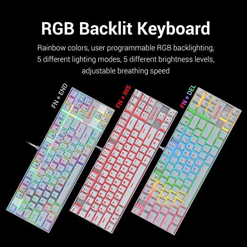 Ръчна детска клавиатура Redragon K552 60% Компактност 87 Клавиши Kumara с фиксирани превключватели Cherry MX Blue, еквивалентни за геймъри