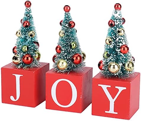 Мини Коледно Дърво,Мини Коледно Дърво РАДОСТ Декор десктоп Мини Коледно Дърво за украса на масата с Надпис Радост, за Украса на Коледната