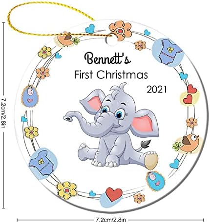 Обичай Детски Първата Коледа един слон теле 2021 1-аз Мультяшная Картина Украса за Новородено, Детски Коледни Сувенири Нови Родители Мама,