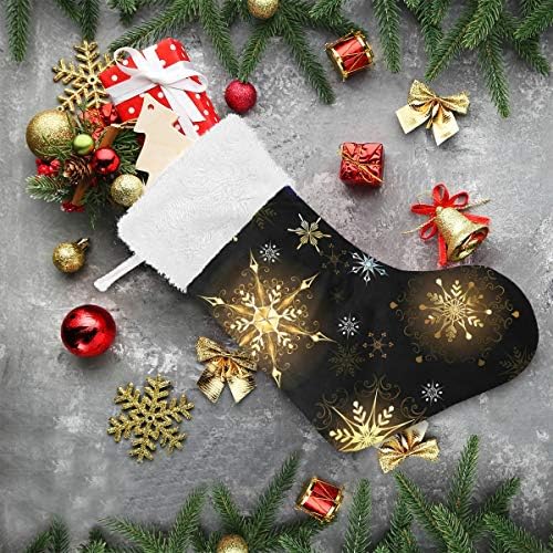 Коледни Чорапи ALAZA със Златни Снежинками, Класически Персонализирани Големи Чулочные Украса за Семейни Тържества, декорация