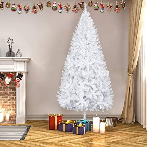 CYAYQ 7-подножието Бяла Изкуствена Коледна елха с 950 Топчета, Елхови Шарнирные Крака от Масивна Желязо, Класическа Коледна Елха за Традиционната