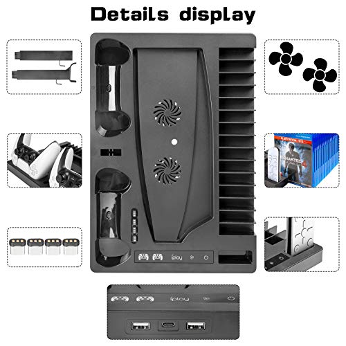 Поставка Nromant с охлаждащ вентилатор за Playstation 5/PS5 Digital Edition, Индикаторными лампи на сензорния екран, Конзола станция