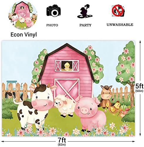 10x8ft Мультяшные Животни в Стопанството Фон за парти Pink Навес Момиче Детски Душ Рожден Ден Фон За Снимки Земеделска Земя Животни