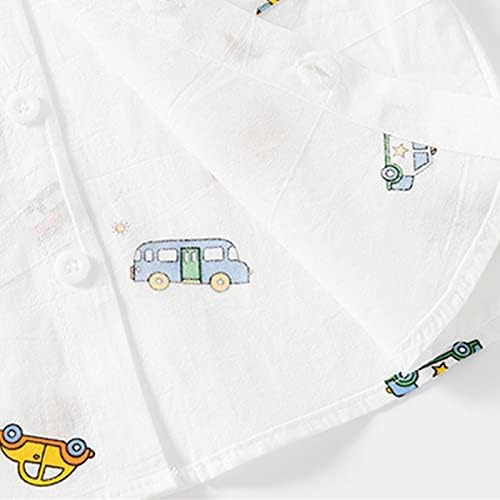 Риза с Копчета с Къс Ръкав за Малки и по-Големи Момчета с Анимационни Модел Автомобил и Джобове