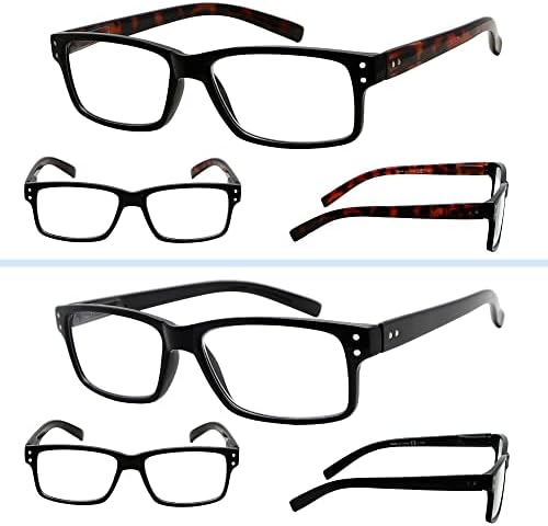 Очила за четене GUD 8 Двойки Леки Класически Правоъгълни Ридеров за Мъже и Жени +2,50